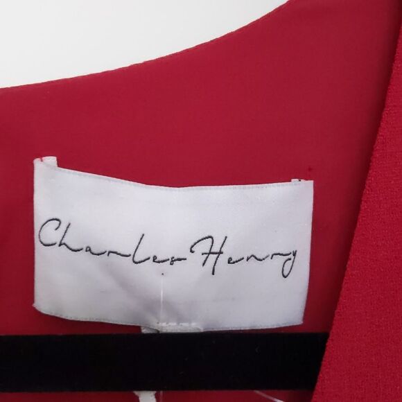 NEW Women's Charles Henry Red V-Neck Ruffled Sleeve Holiday Christmas Dress M - Picture 5 of 8